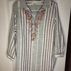 Caffe Marrahesh top Embroidered Tunic Top Pockets Preloved Sz 2X